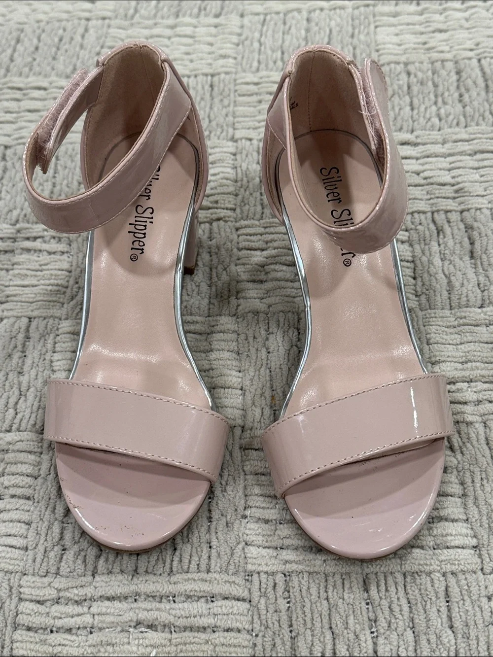 Girls Blush Pink Block Heel Sandals